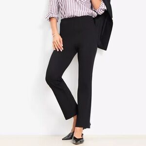 LOFT Petite Ponte Black High-Waist Pull-On Stretch Pants